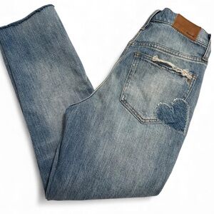 Madewell The Perfect Vintage Jean 25 Distressed Light Wash High Rise Heart Patch
